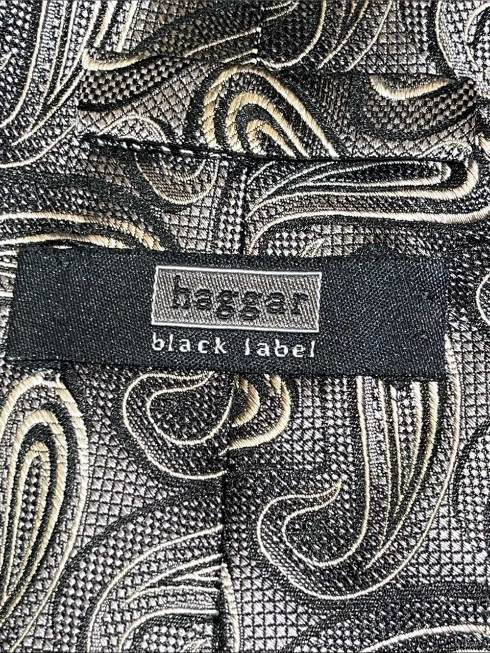Haggar Black and Silver Paisley Silk Tie